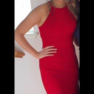 Red halter prom dress